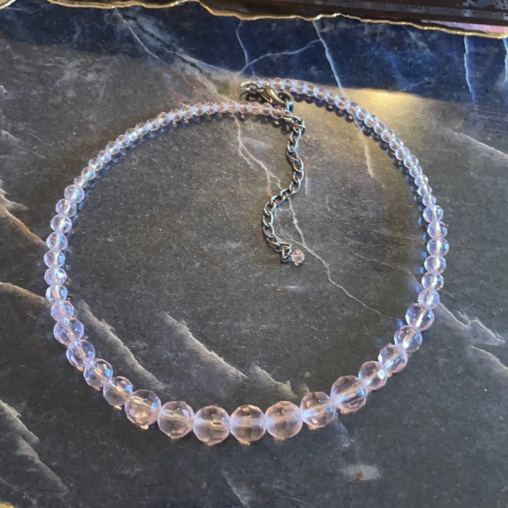 Vintage 17” pink crystal necklace choker with 3” extendor